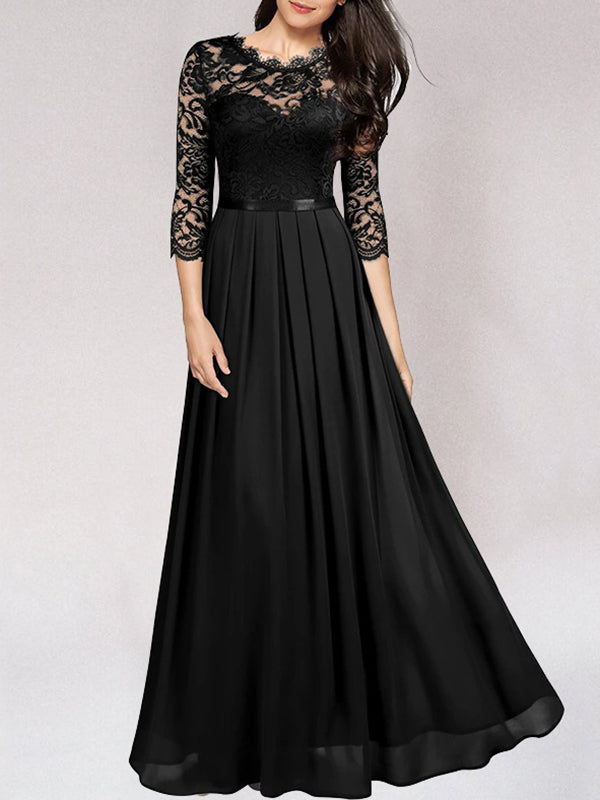 Out-Shine | Flowing Lace Long, Elegant Bridesmaid Dress