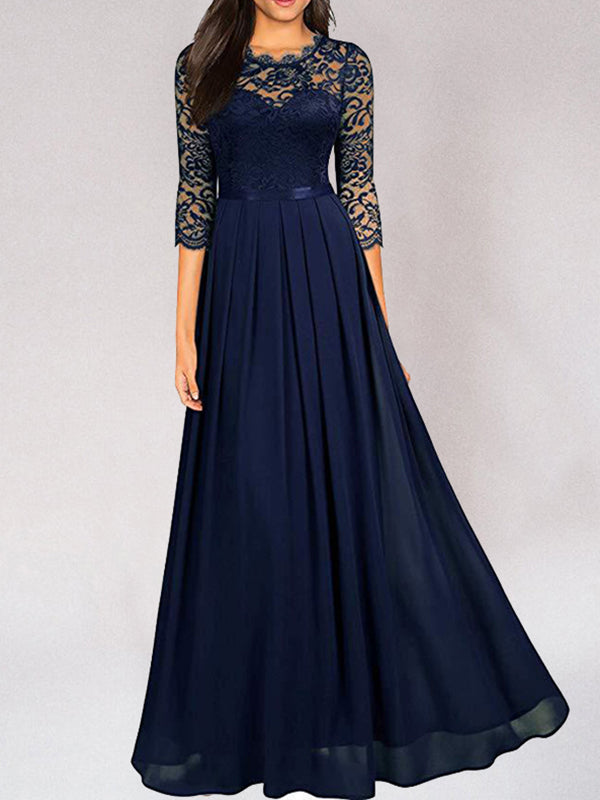 Out-Shine | Flowing Lace Long, Elegant Bridesmaid Dress