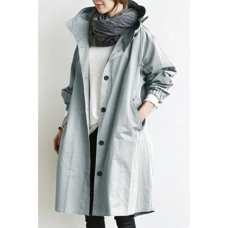 Out-Shine | Plus-Sized Classic Hooded Windbreaker, Long Coat