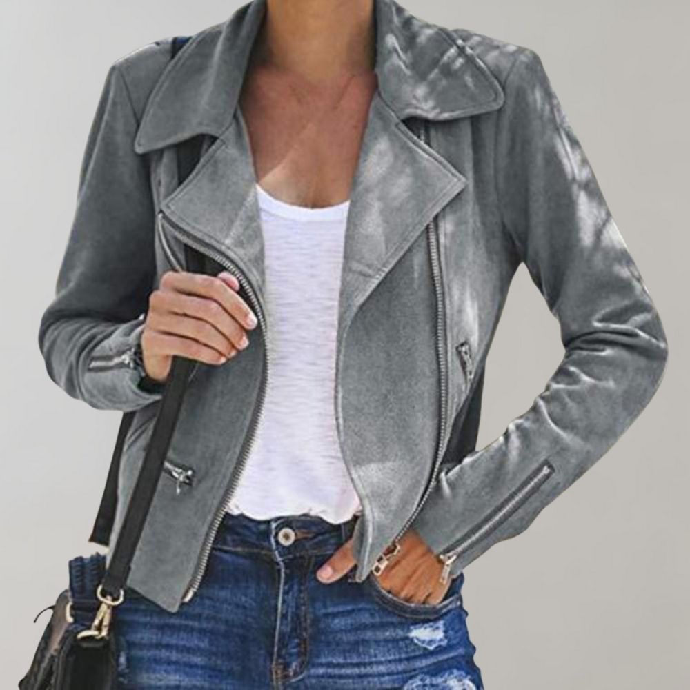 Out-Shine | Women's suede biker jacket with zipper