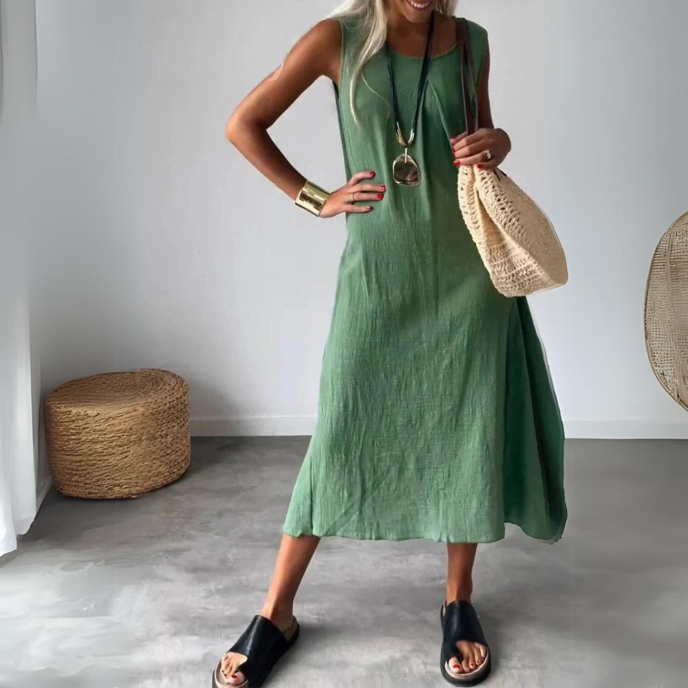 Deslumbra | Vestido informal de algodón sin mangas 