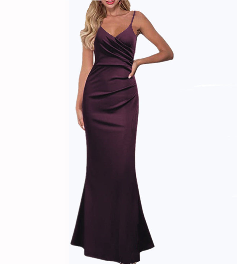 Out-Shine | Single Color Slim Fit Flowing Maxi Dress