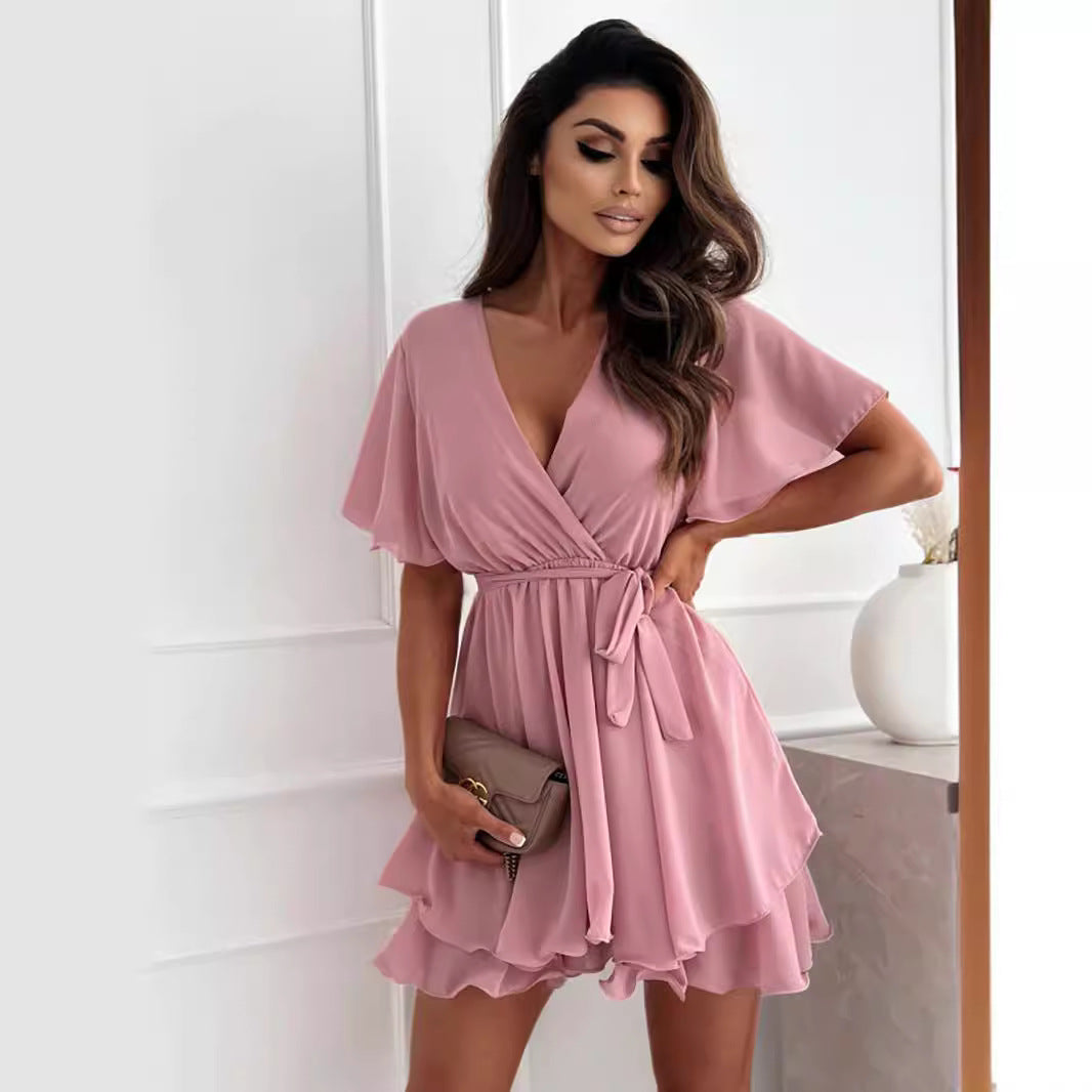 Out-Shine | Short Ruffle Hem Women Mini Dress