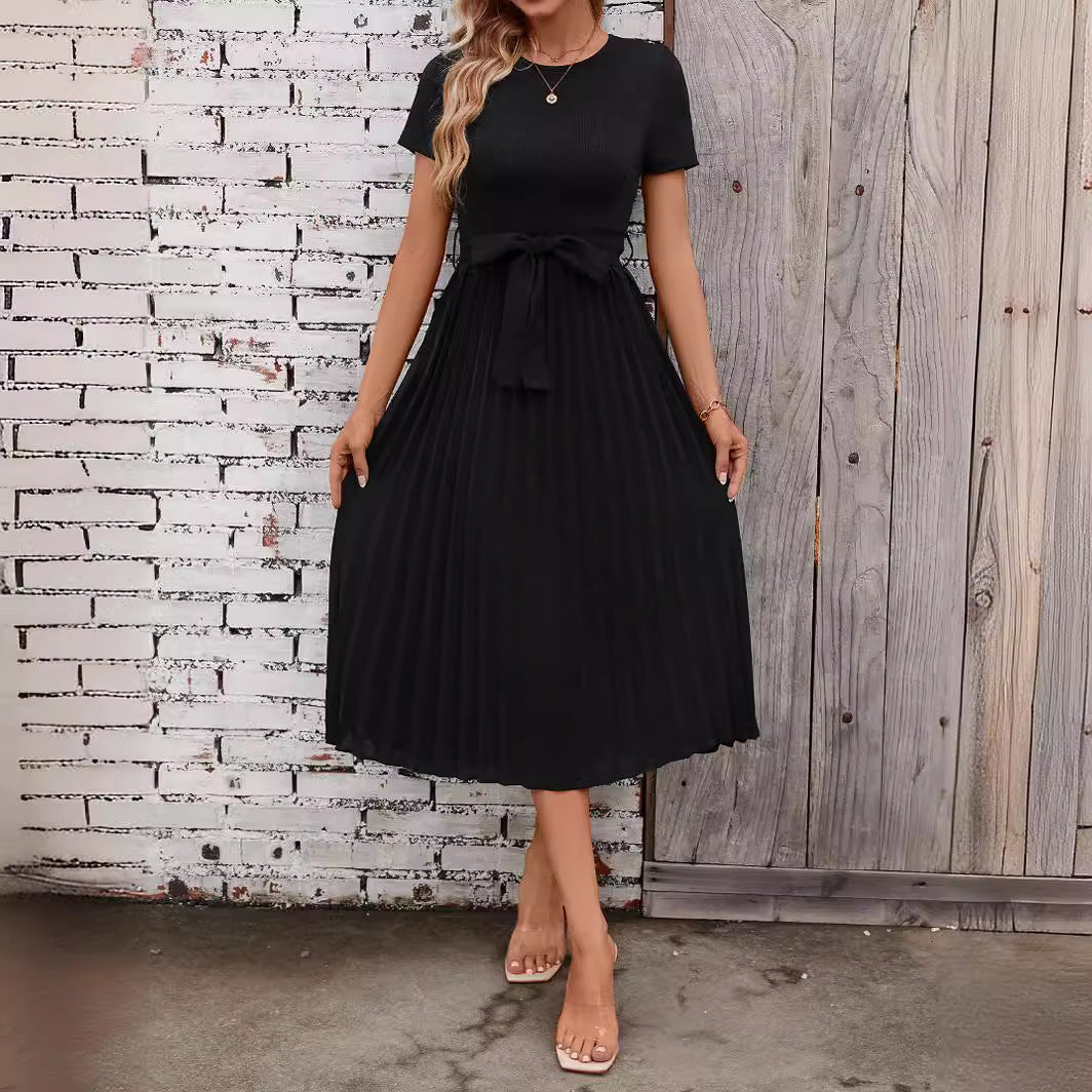 Out-Shine | flowing short sleeve girdle midi dress