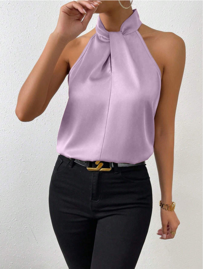 Deslumbra | Top de seda con cuello anudado para mujer