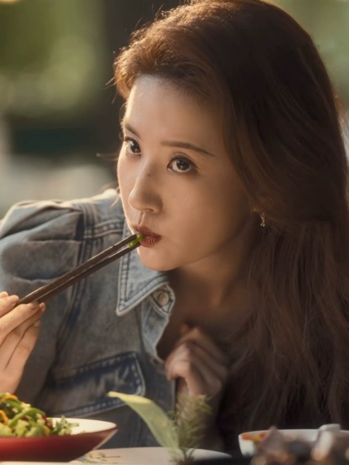 Out-Shine | Blue Denim French-Style Crop Top With Puff Sleeves