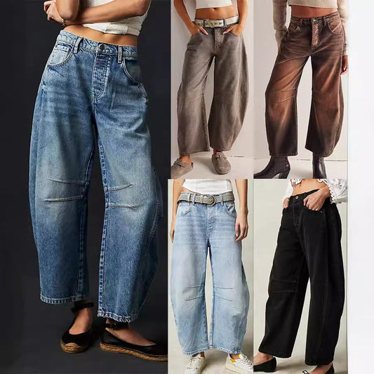 Out-Shine | Waiste Wide Leg Denim Jeans