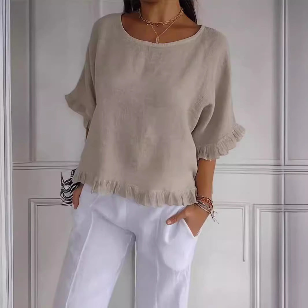 Deslumbra | Camiseta de manga corta con dobladillo con volantes