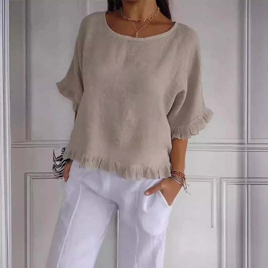 Deslumbra | Camiseta de manga corta con dobladillo con volantes