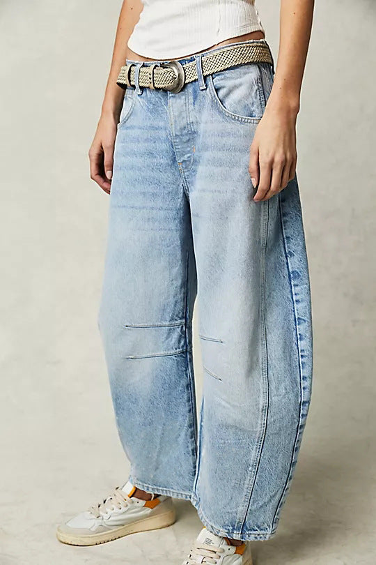 Out-Shine | Waiste Wide Leg Denim Jeans