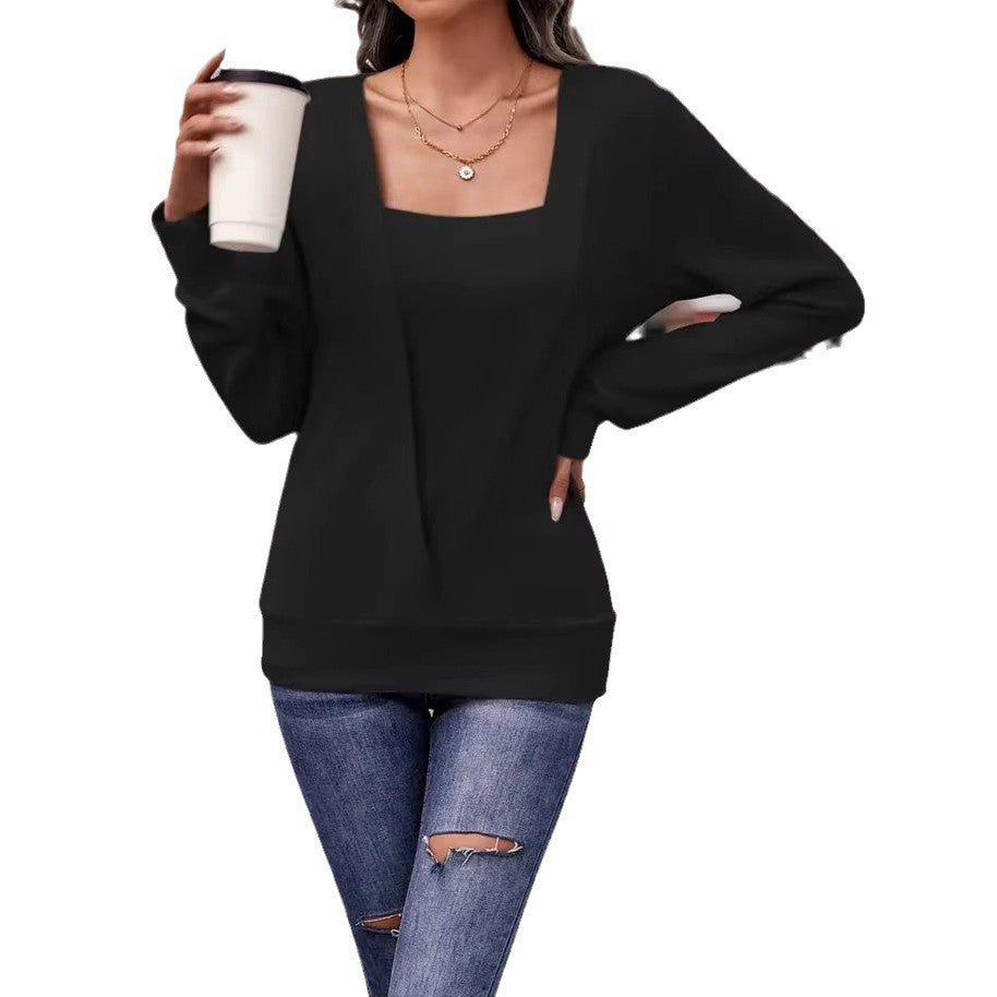 Out-Shine | Plain Color Loose Long Sleeve Sweatshirt T-Shirt