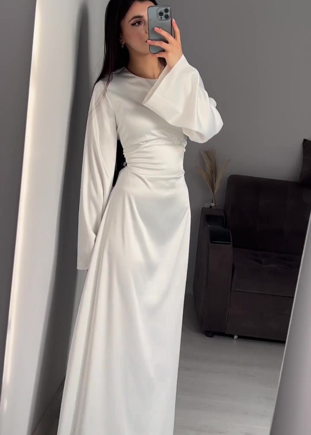 Out-Shine | Satin Long Sleeve Maxi Dress