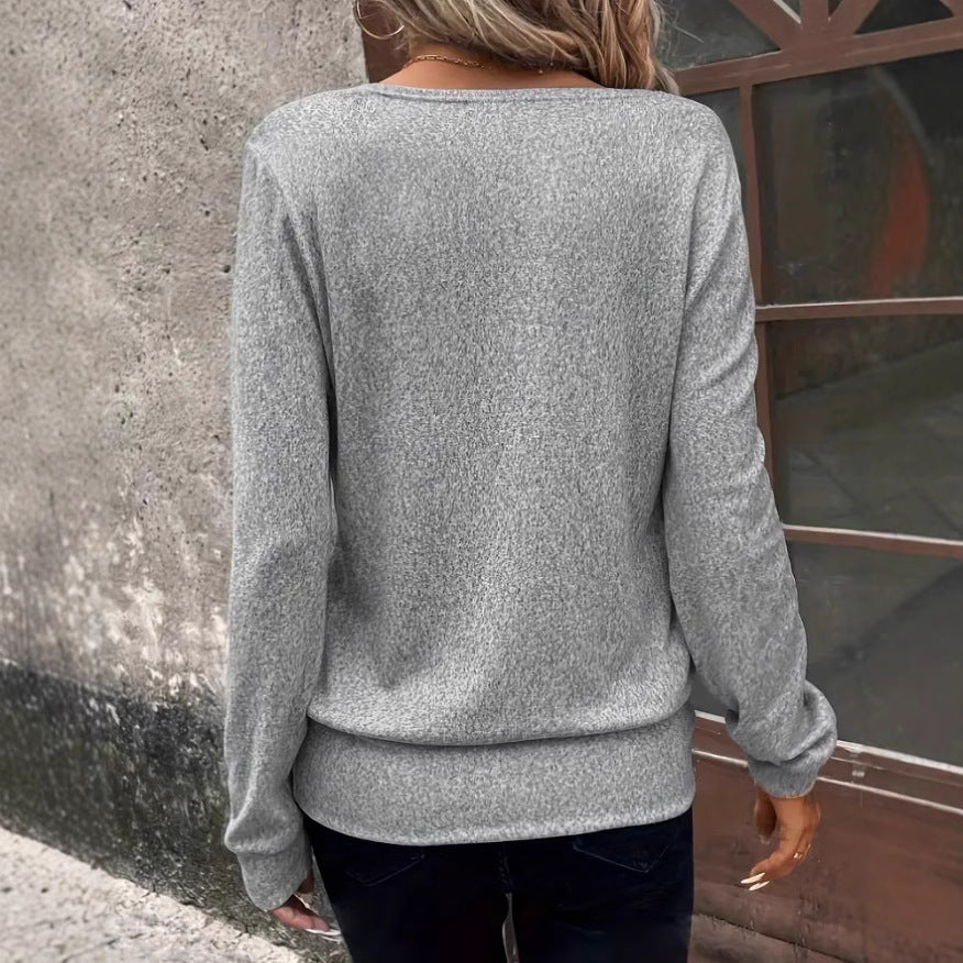 Out-Shine | Plain Color Loose Long Sleeve Sweatshirt T-Shirt