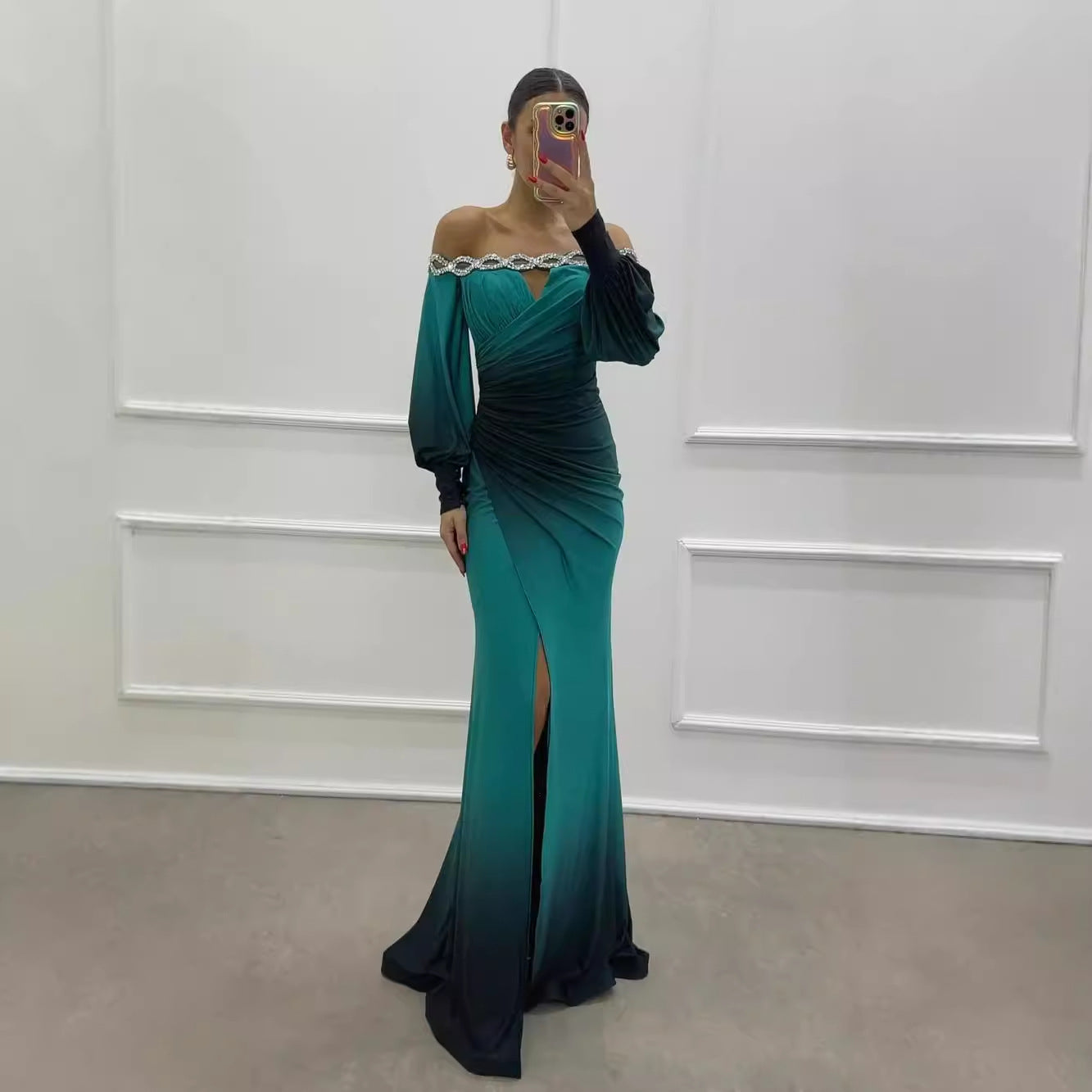 Out-Shine | Party Dress With Camisole And Positioned Slit In Large A-Line