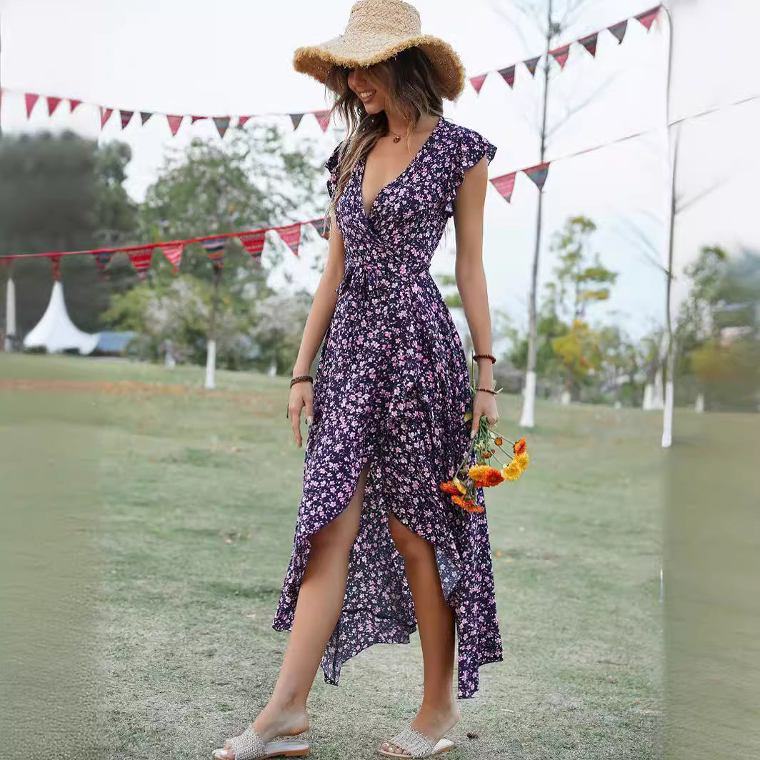 Out-Shine | Slim Fit Irregular Hem Maxi Dress
