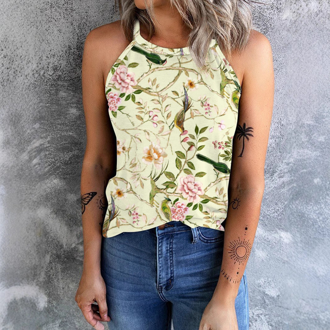 Deslumbra | Camiseta sin mangas ajustada con estampado floral vintage