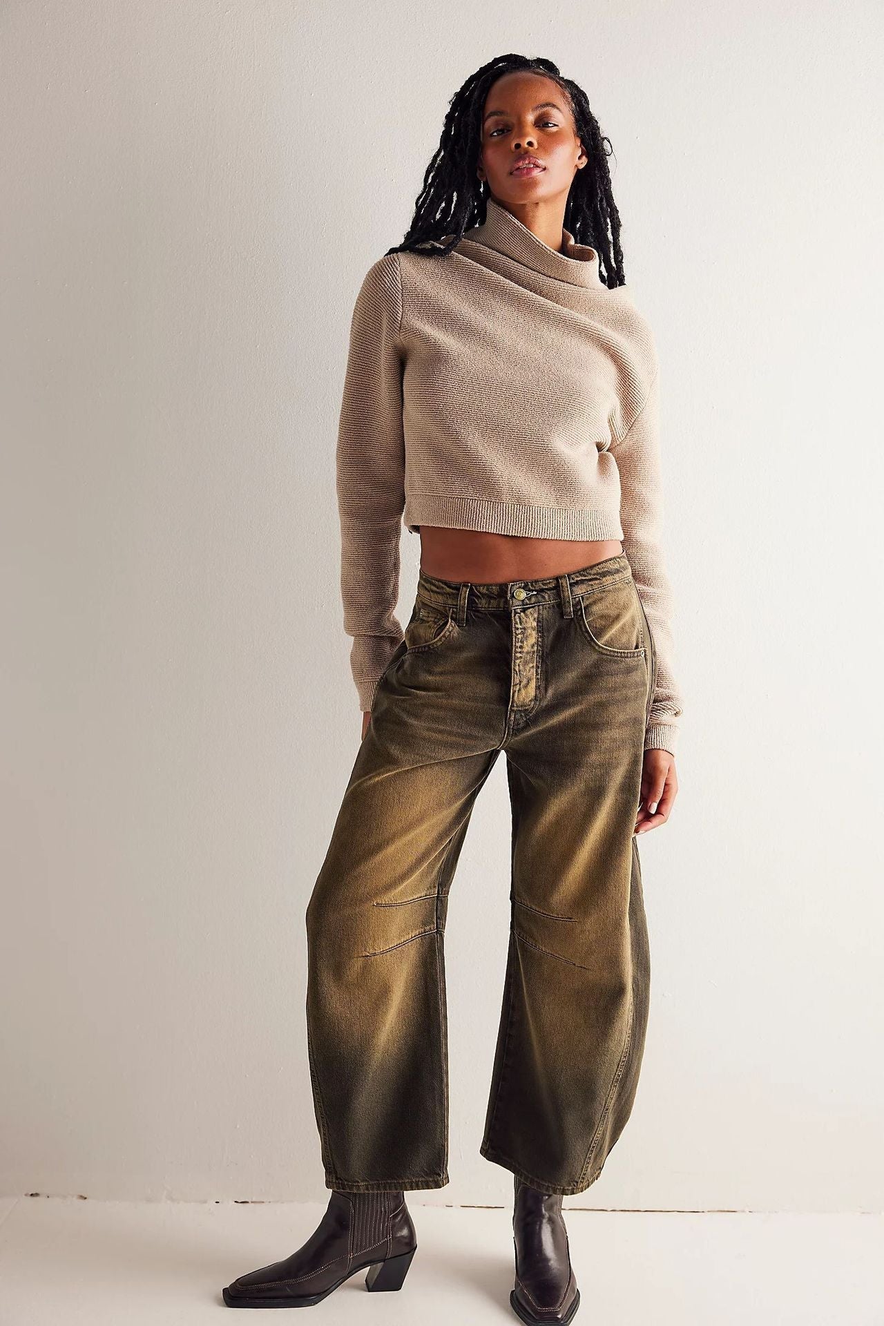 Out-Shine | Waiste Wide Leg Denim Jeans