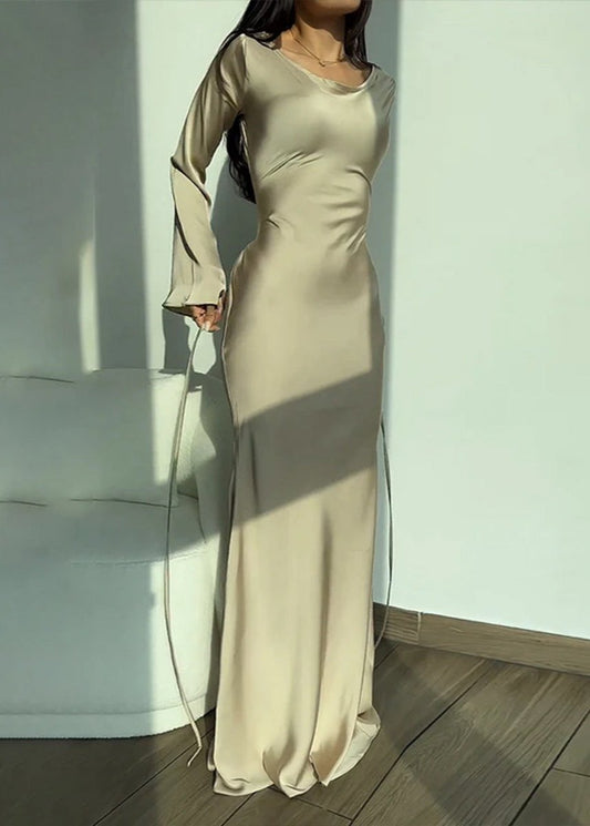 Out-Shine | Satin Long Sleeve Maxi Dress