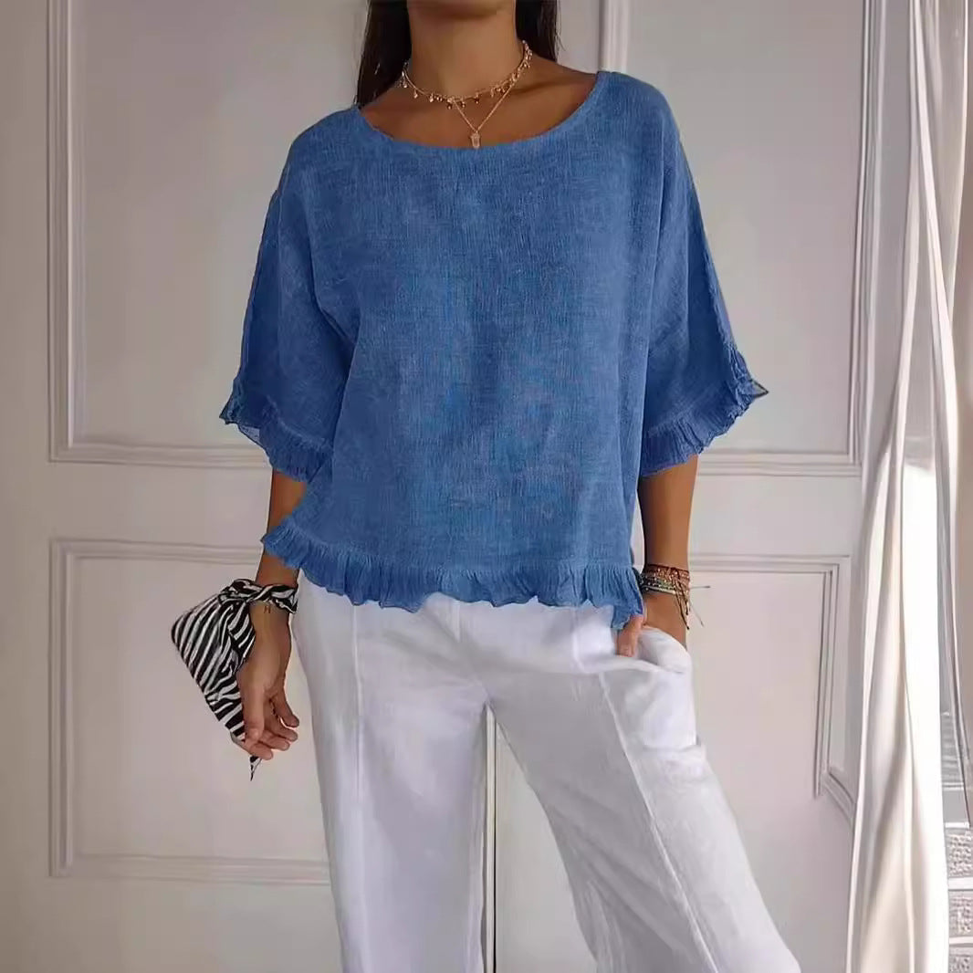 Deslumbra | Camiseta de manga corta con dobladillo con volantes