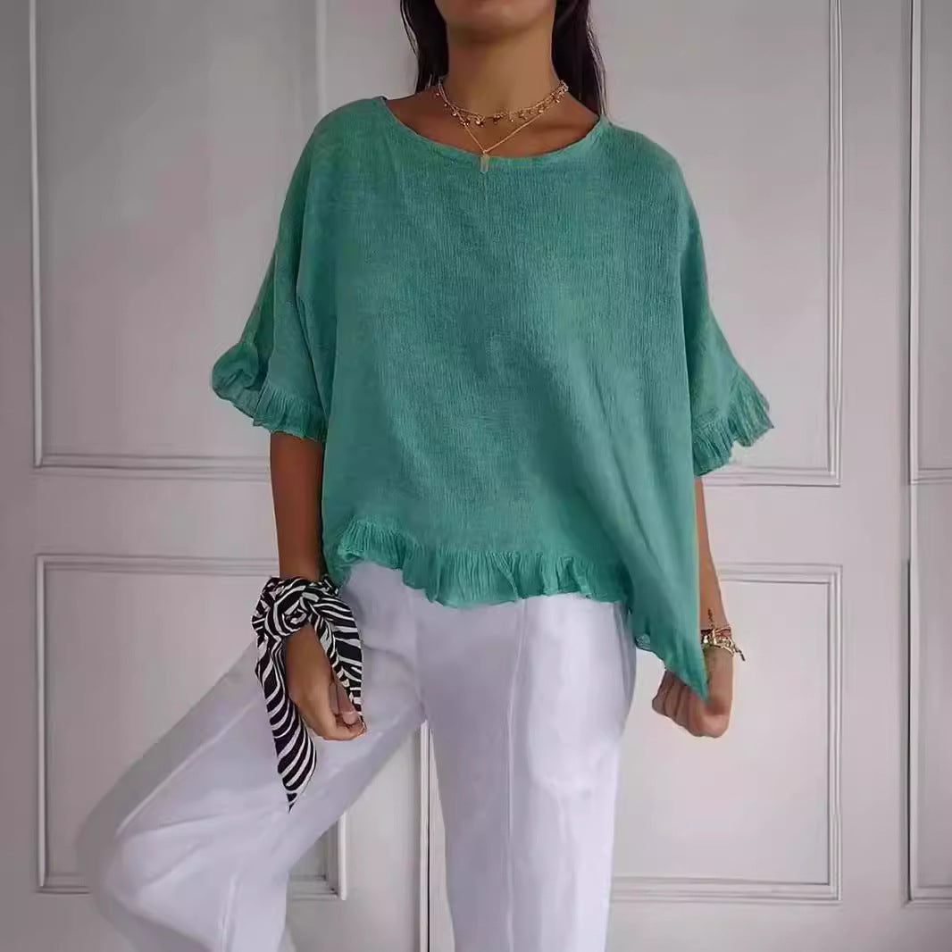 Deslumbra | Camiseta de manga corta con dobladillo con volantes