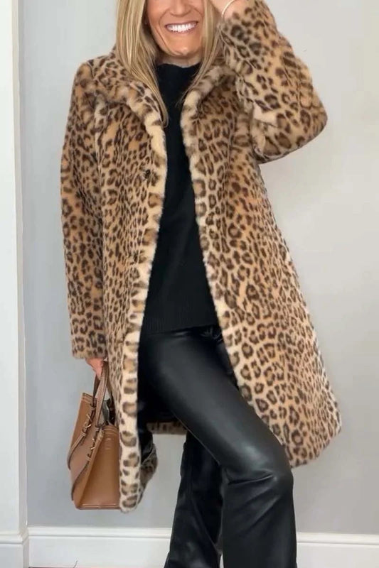 Out-Shine | Leopard Print Plush Coat