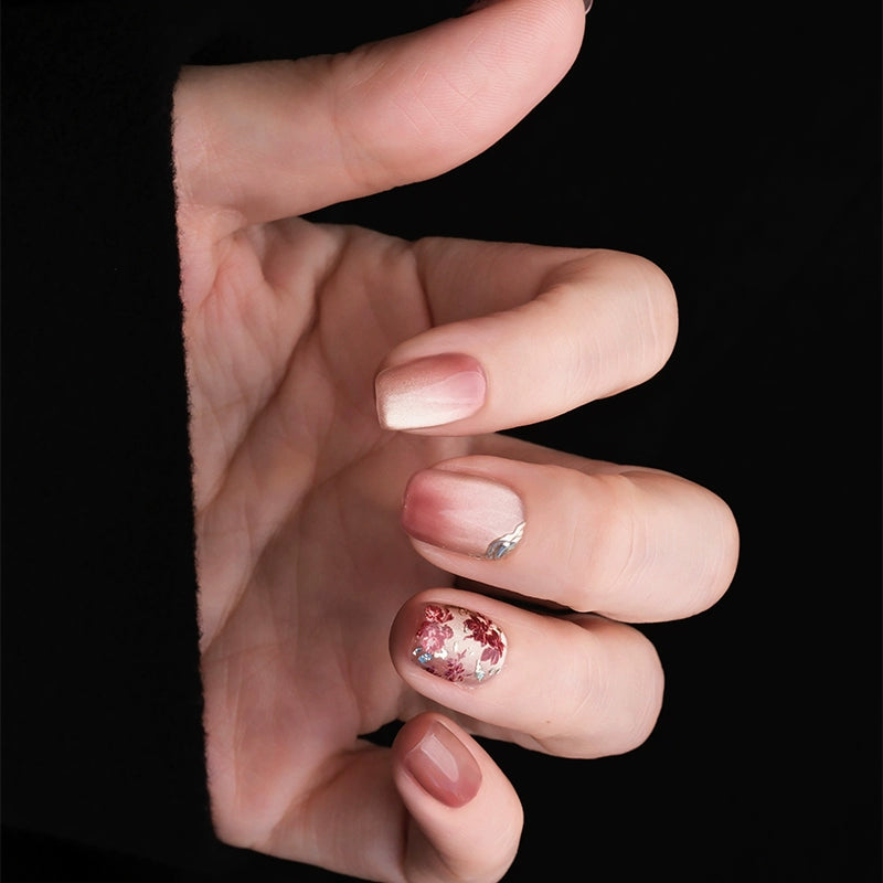 Out-Shine | Handmade Press-on Nails, Cat's Eye, Gilt Blush Plum Color
