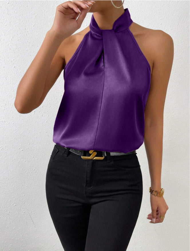 Deslumbra | Top de seda con cuello anudado para mujer