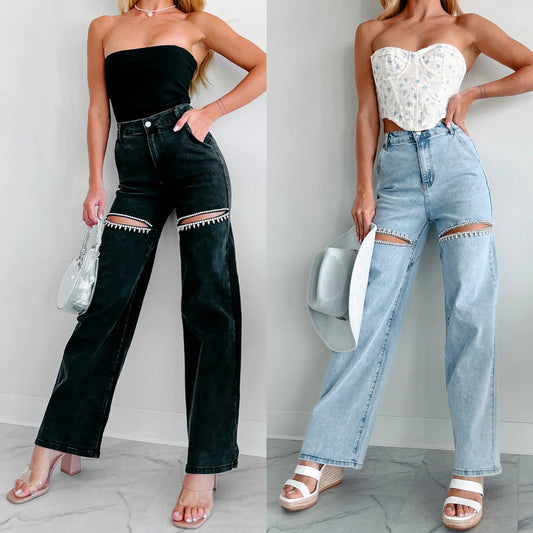 Out-Shine | Loose Ripped Straight Leg Women's Jeans