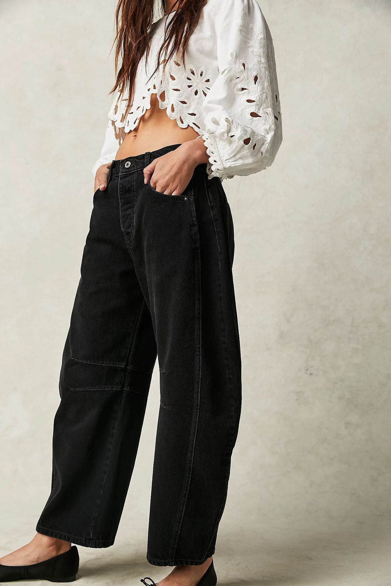 Out-Shine | Waiste Wide Leg Denim Jeans