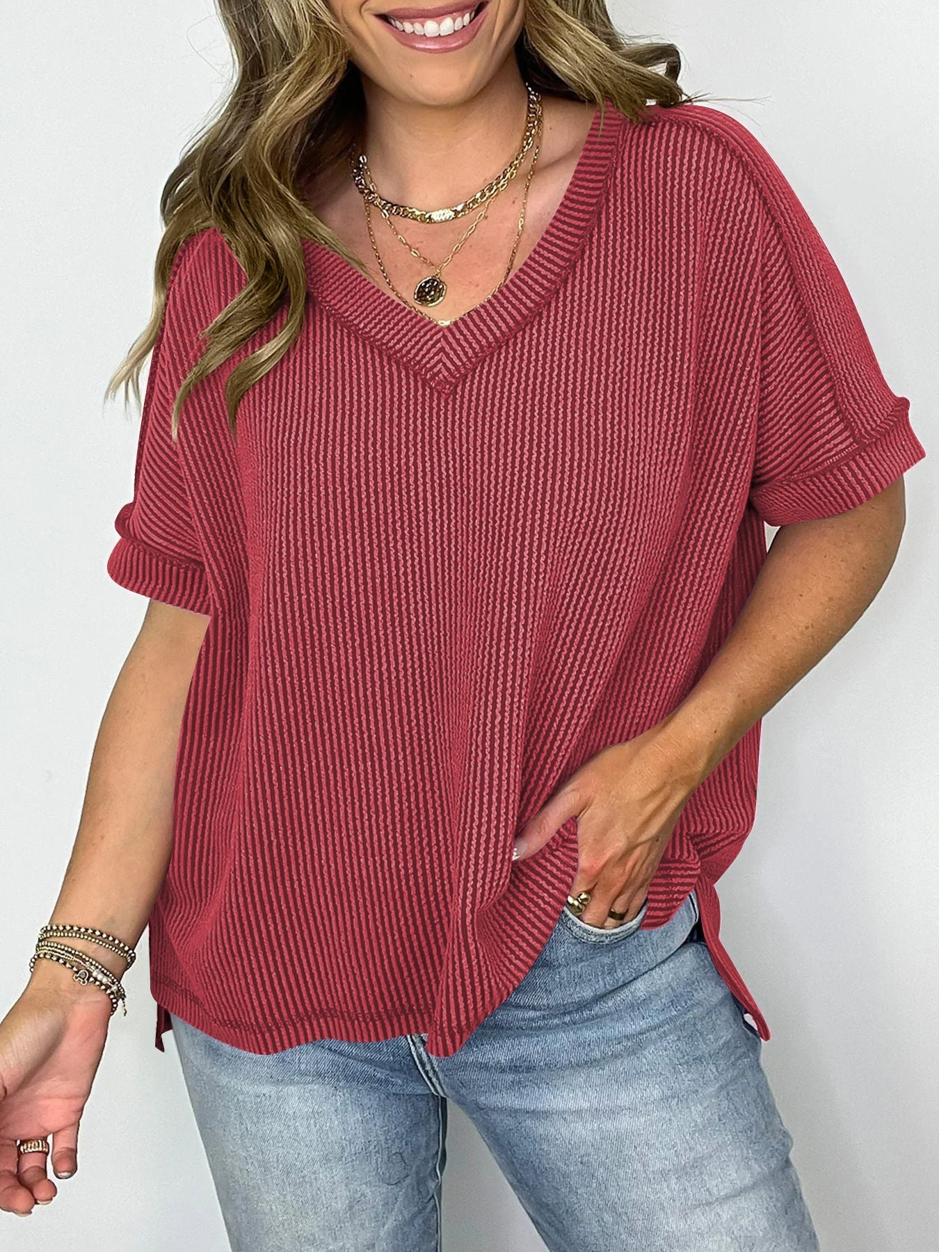 Out-Shine | Short Arm V Neckline Top