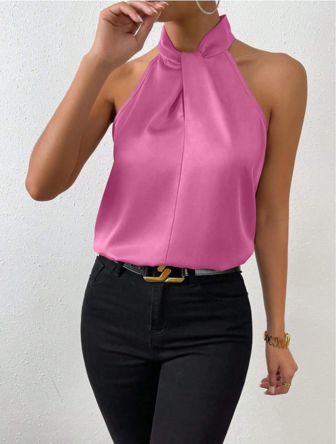 Deslumbra | Top de seda con cuello anudado para mujer