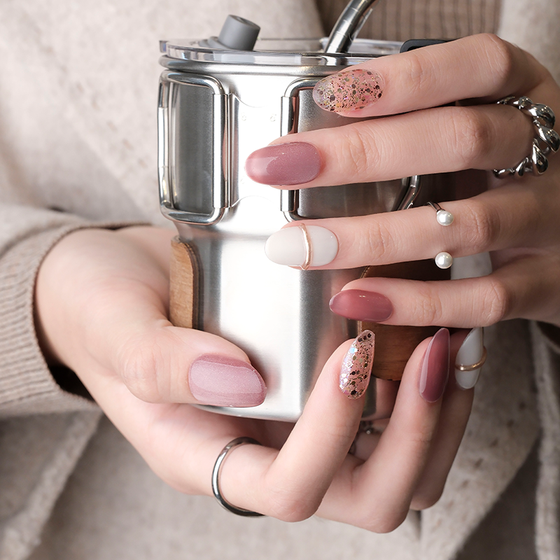 Out-Shine | Raspberry, High-end French Sweet, Thin and Bright Cat's Eye Press-on Nails