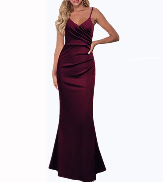 Out-Shine | Single Color Slim Fit Flowing Maxi Dress