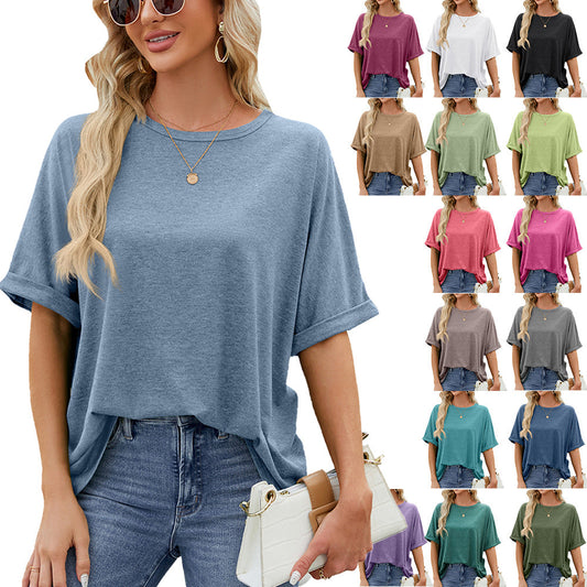 Out-Shine | Plain Color Short Sleeve Casual Casual T-Shirt