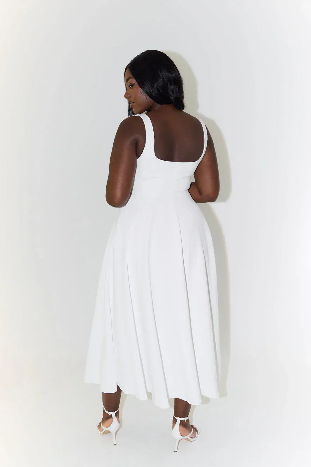 Out-Shine | Midi Dress With High Waist And Square Neckline