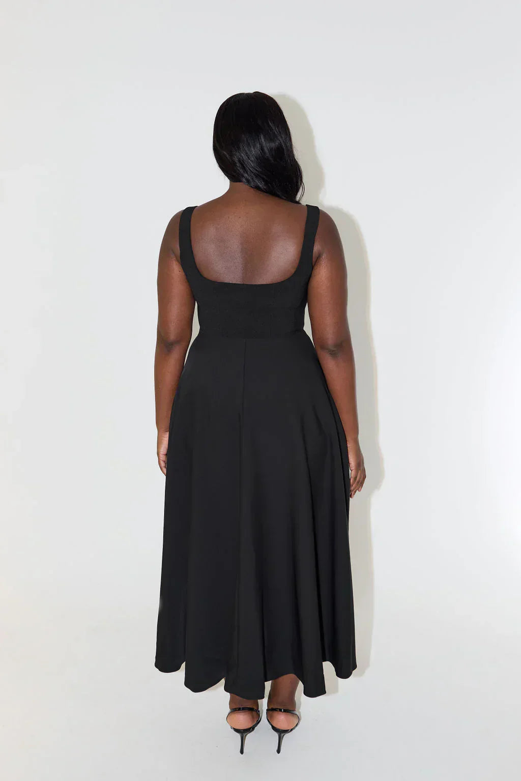 Out-Shine | Midi Dress With High Waist And Square Neckline
