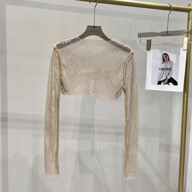 Deslumbra | Top de malla de manga larga