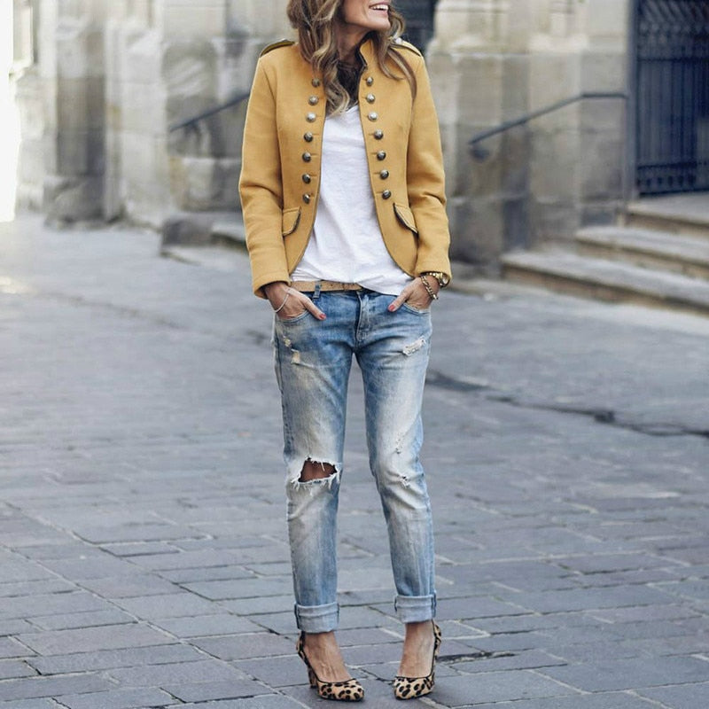 Brilla con luz propia | Blazer moderno con botones contemporáneos para mujer