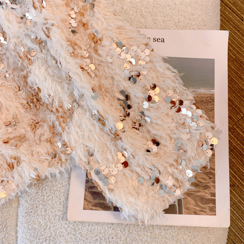 Out-Shine | Chic Sequins Feathery Sweater
