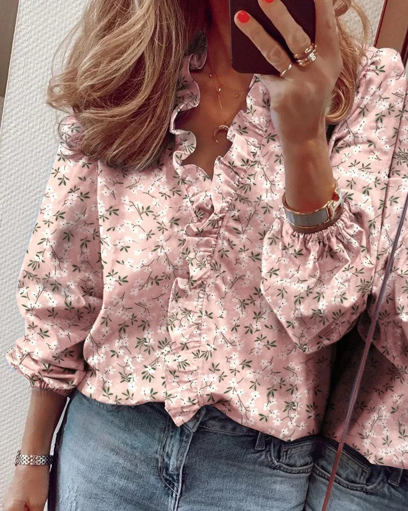 Out-Shine | Long Sleeve Blouse With Ruffles