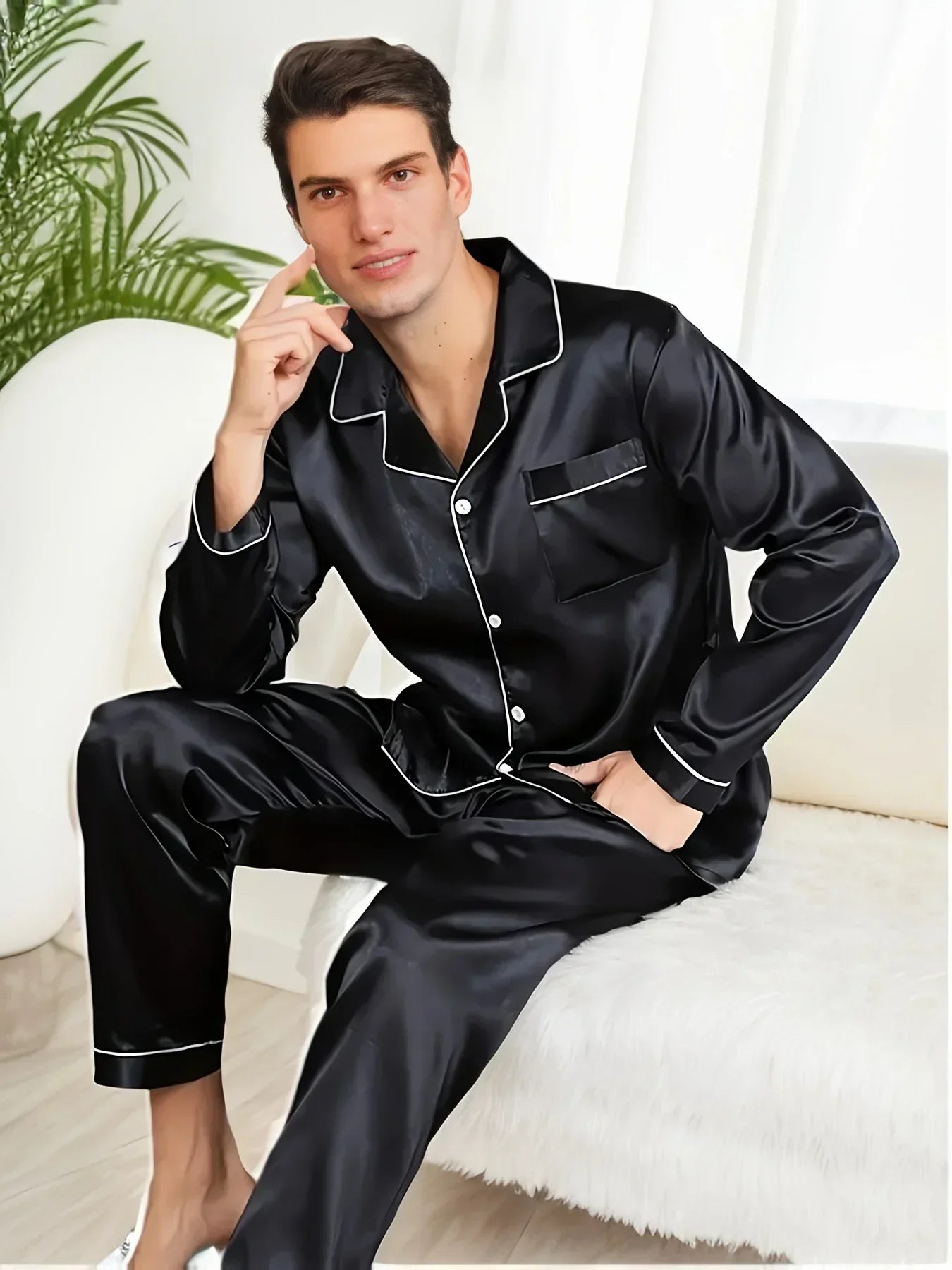Conjunto de pijama de satén para hombre Out-Shine
