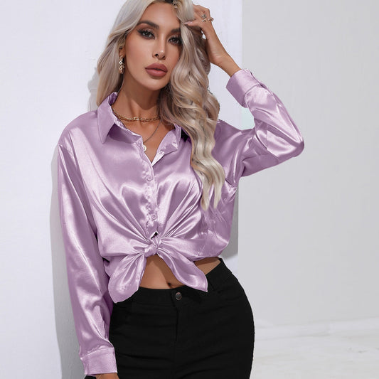 Deslumbra | Elegante camisa de terciopelo entallada para mujer