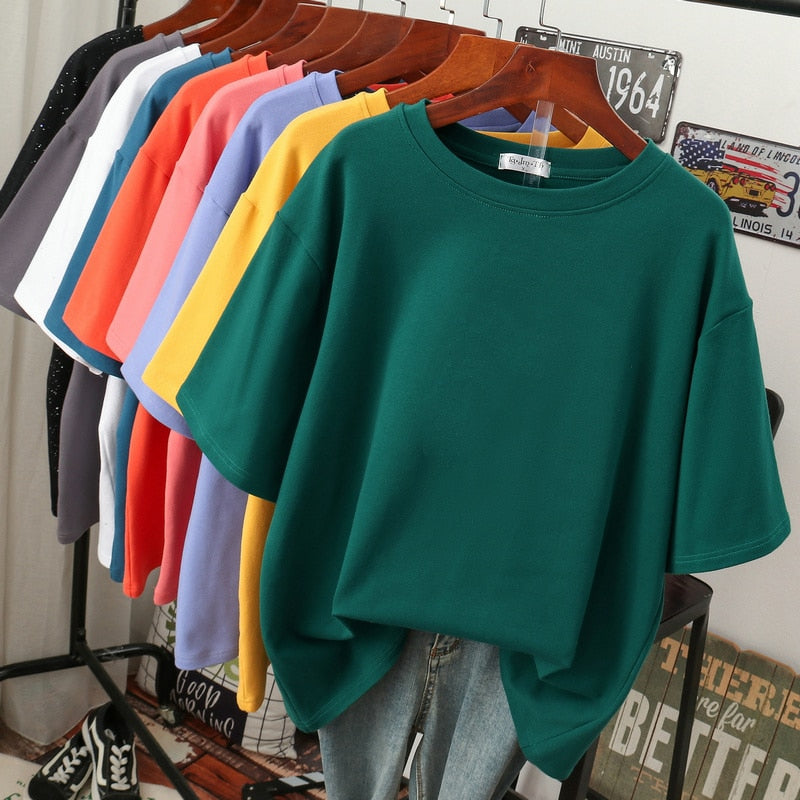 Out-Shine | Oversized Baumwoll-Basic-T-Shirt For Ladies