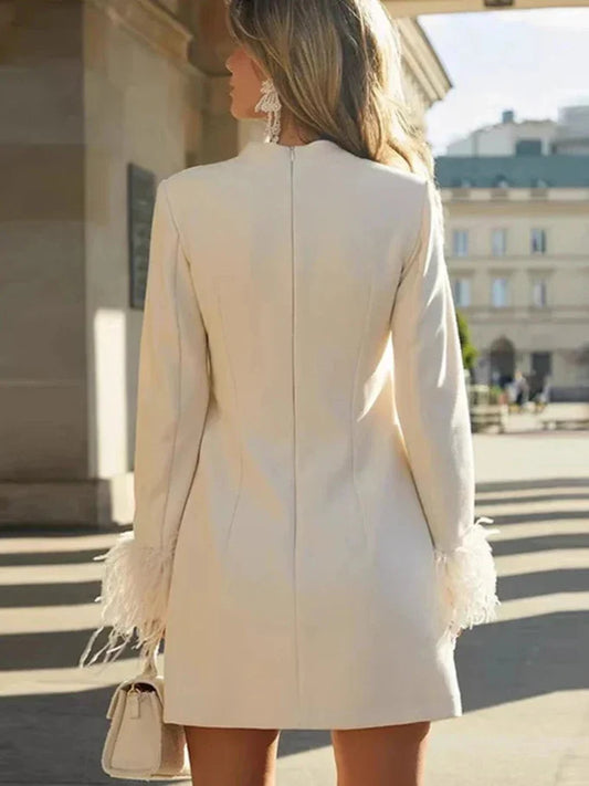 Out-Shine | Feather-Cuffed Mini Dress