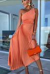 Out-Shine | Women's Elegant One Shoulder Dress Pleated