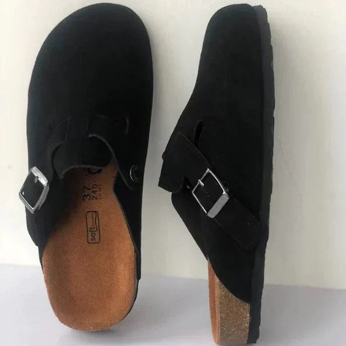 Out-Shine | Casual Suede Buckle-Strap Clogs for