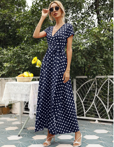 Out-Shine | Printed Polka Dot Casual Dress