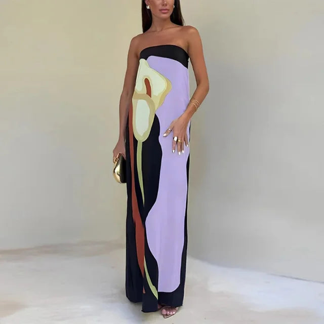 Out-Shine | Stylish Sleeveless Tube Long Dress For Women