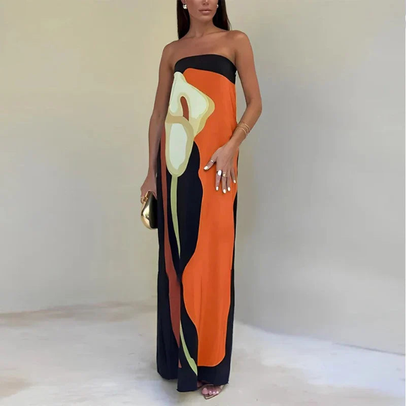 Out-Shine | Stylish Sleeveless Tube Long Dress For Women