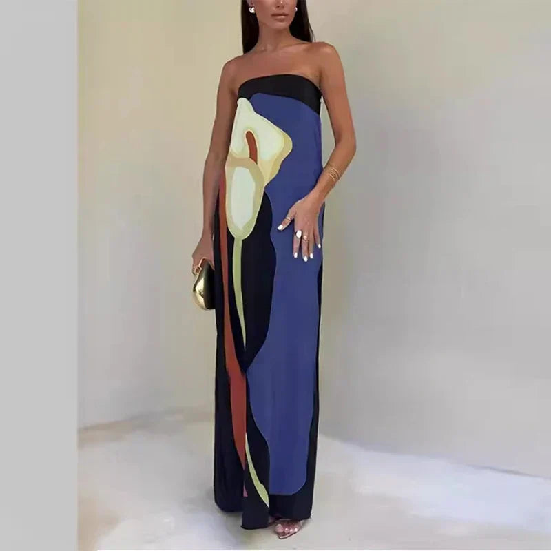 Out-Shine | Stylish Sleeveless Tube Long Dress For Women